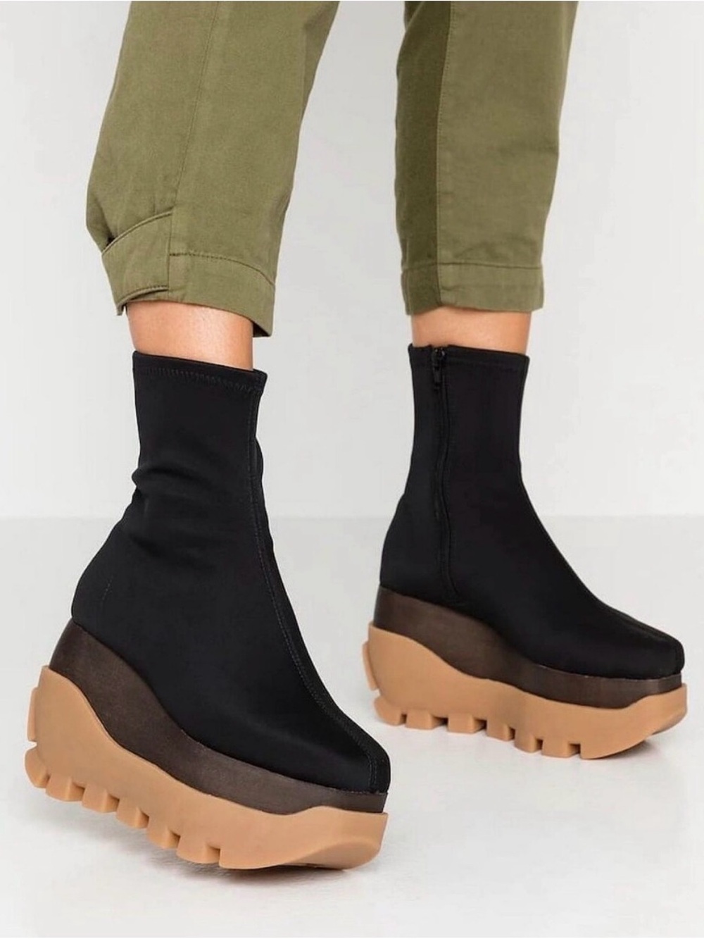 Free People x Jeffrey Campbell City Slicker Flatform Ankle Boots Black Size 9.5